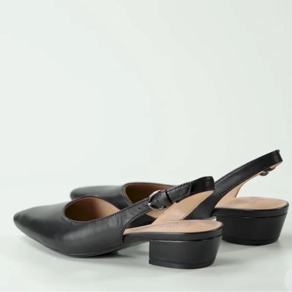 Naturalizer Black Leather Slingback Heels - Picture 2 of 9